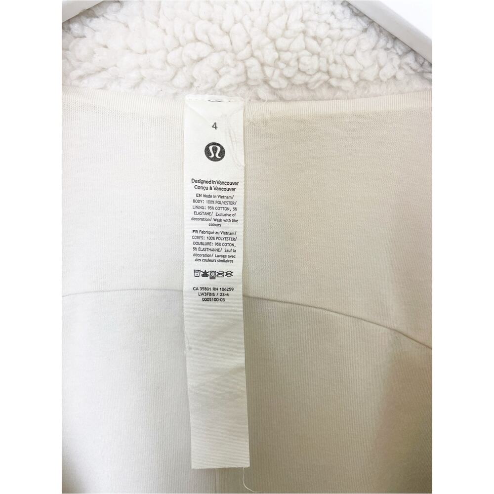 Lululemon Cinchable Zip Fleece Jacket White Opal Sherpa Teddy Bomber Sz L - Picture 9 of 10